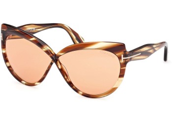 Ochelari de soare Tom Ford Beatrice FT1196 53E Cat Eye Havana