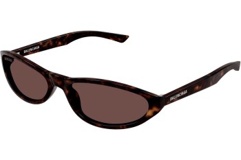 Ochelari de soare Balenciaga BB0007S 013 Ovali Havana