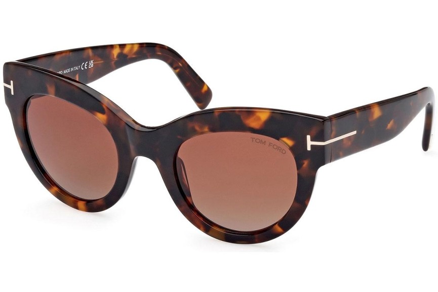 Ochelari de soare Tom Ford Lucilla FT1063 52T Cat Eye Havana