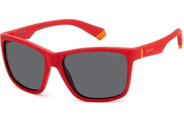 Ochelari de soare Polaroid Junior PLD8057/S 0Z3/M9 Polarized Pătrați Roșii