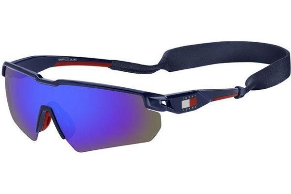 Ochelari de soare Tommy Jeans TJ0098/S PJP/Z0 Lentilă unică | Shield Albaștri