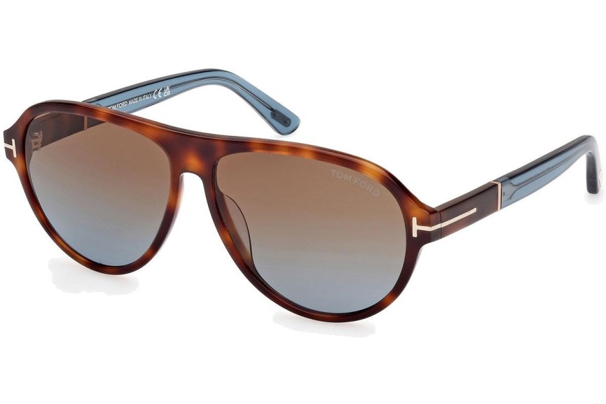 Ochelari de soare Tom Ford Quincy FT1080 53F Pilot Havana