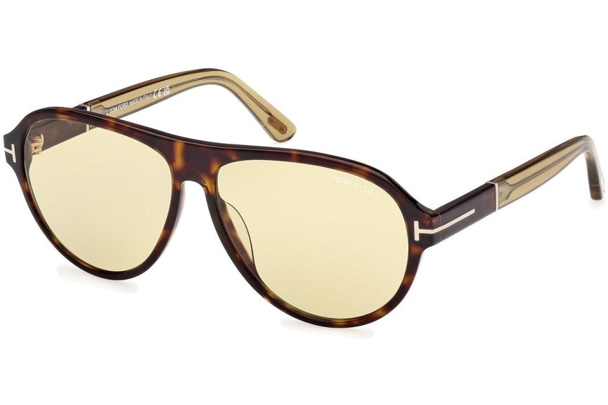 Ochelari de soare Tom Ford Quincy FT1080 52N Pilot Havana