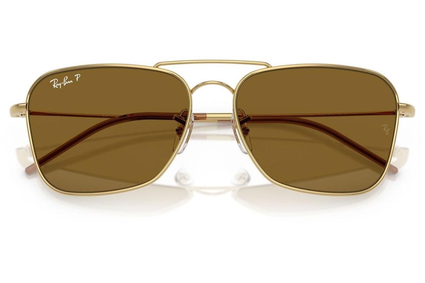 Ochelari de soare Ray-Ban Caravan Reverse RBR0102S 001/83 Polarized Dreptunghiulari Aurii