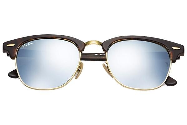 Ochelari de soare Ray-Ban Clubmaster Flash Lenses RB3016 114530 Browline Havana