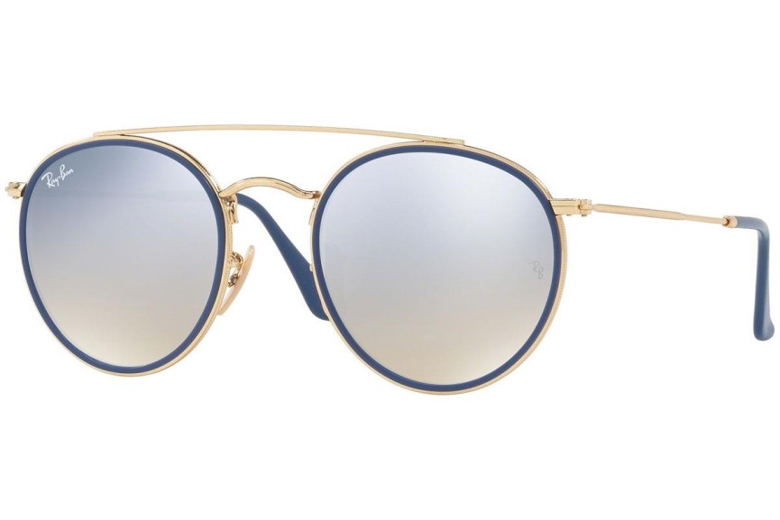 Ochelari de soare Ray-Ban Round Double Bridge RB3647N 001/9U Rotunzi Albaștri