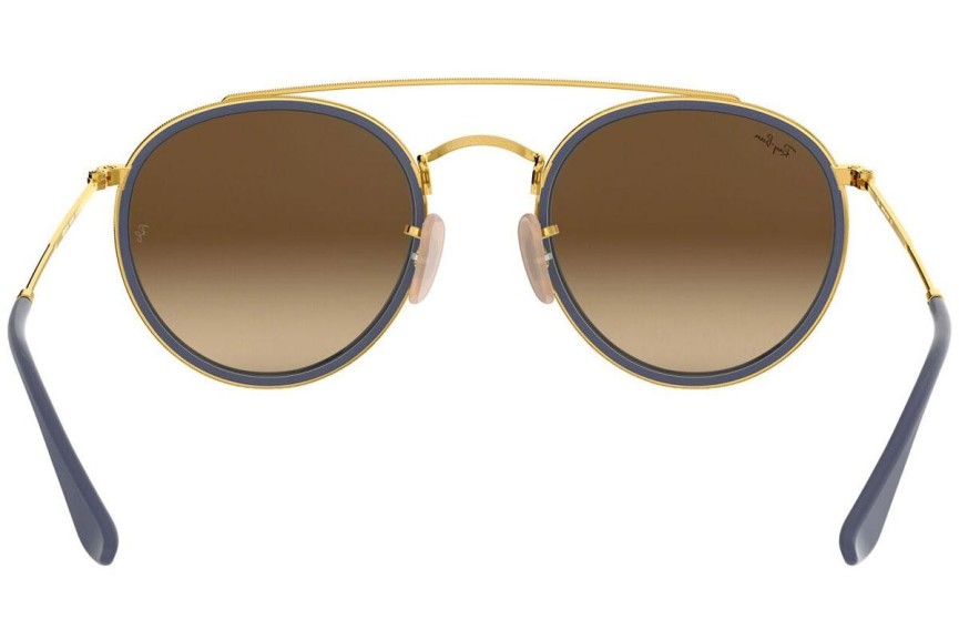 Ochelari de soare Ray-Ban Round Double Bridge RB3647N 001/9U Rotunzi Albaștri