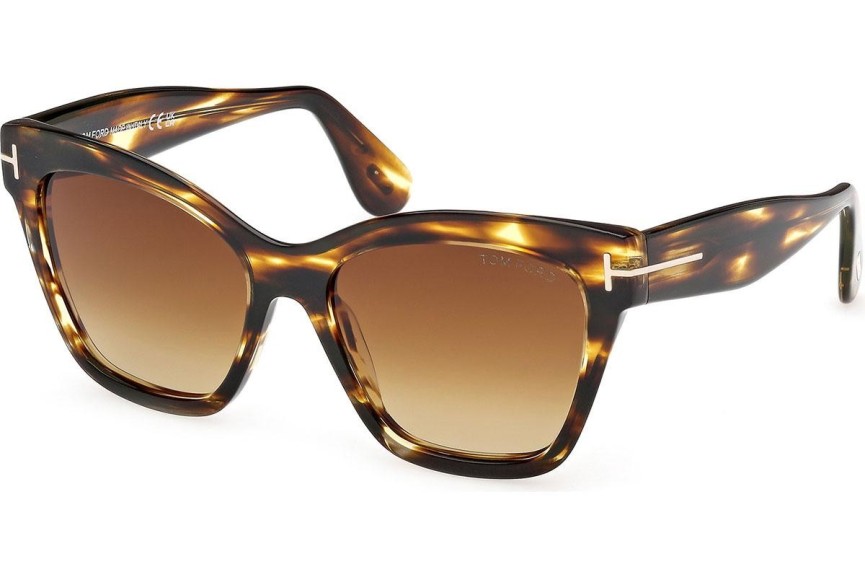 Ochelari de soare Tom Ford Elvira FT1217 55F Cat Eye Havana