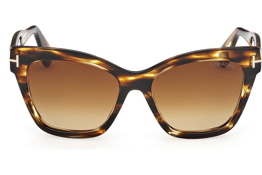 Ochelari de soare Tom Ford Elvira FT1217 55F Cat Eye Havana