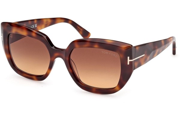 Ochelari de soare Tom Ford Saltzman FT1192 53F Cat Eye Havana