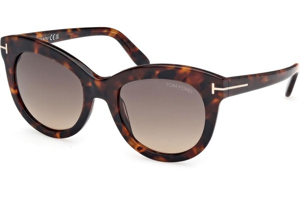 Ochelari de soare Tom Ford Odette FT1189 52F Cat Eye Havana