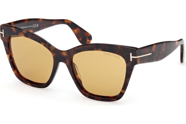 Ochelari de soare Tom Ford Elvira FT1217 52E Cat Eye Havana