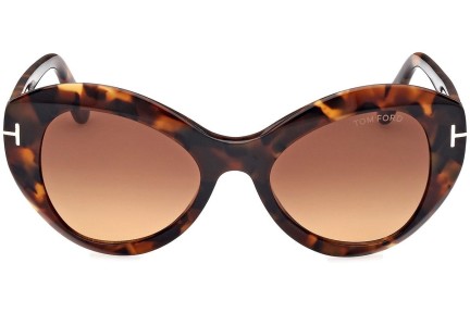 Ochelari de soare Tom Ford Guinevere FT1084 52F Cat Eye Havana