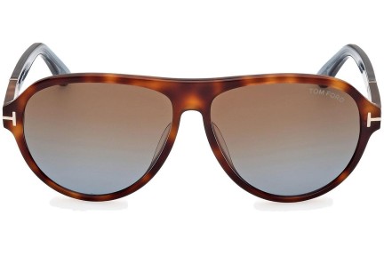 Ochelari de soare Tom Ford Quincy FT1080 53F Pilot Havana