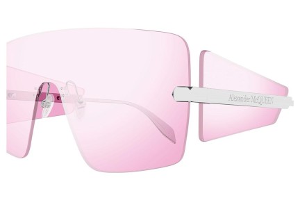 Ochelari de soare Alexander McQueen AM0460S 004 Lentilă unică | Shield Argintii